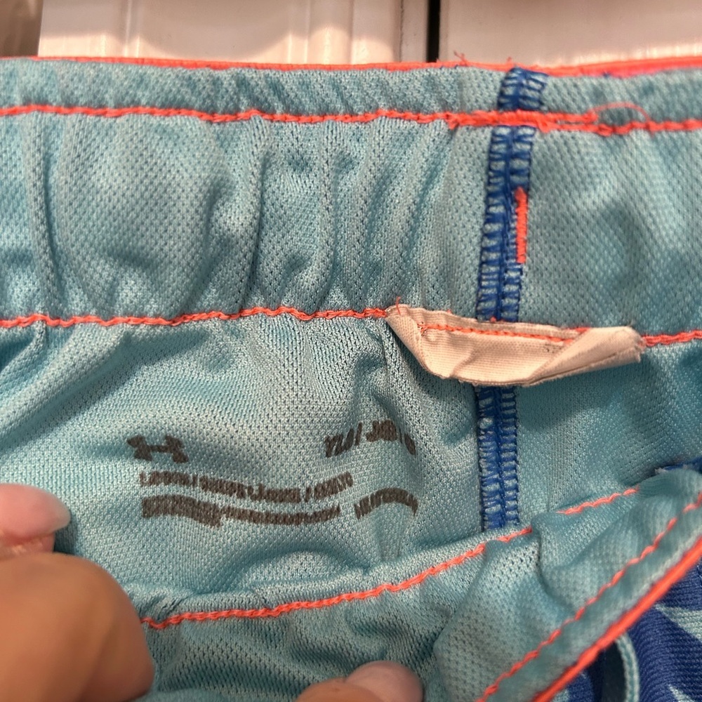 Under Armour Women's Blue and Pink Athletic Shorts - Picture 3 of 3